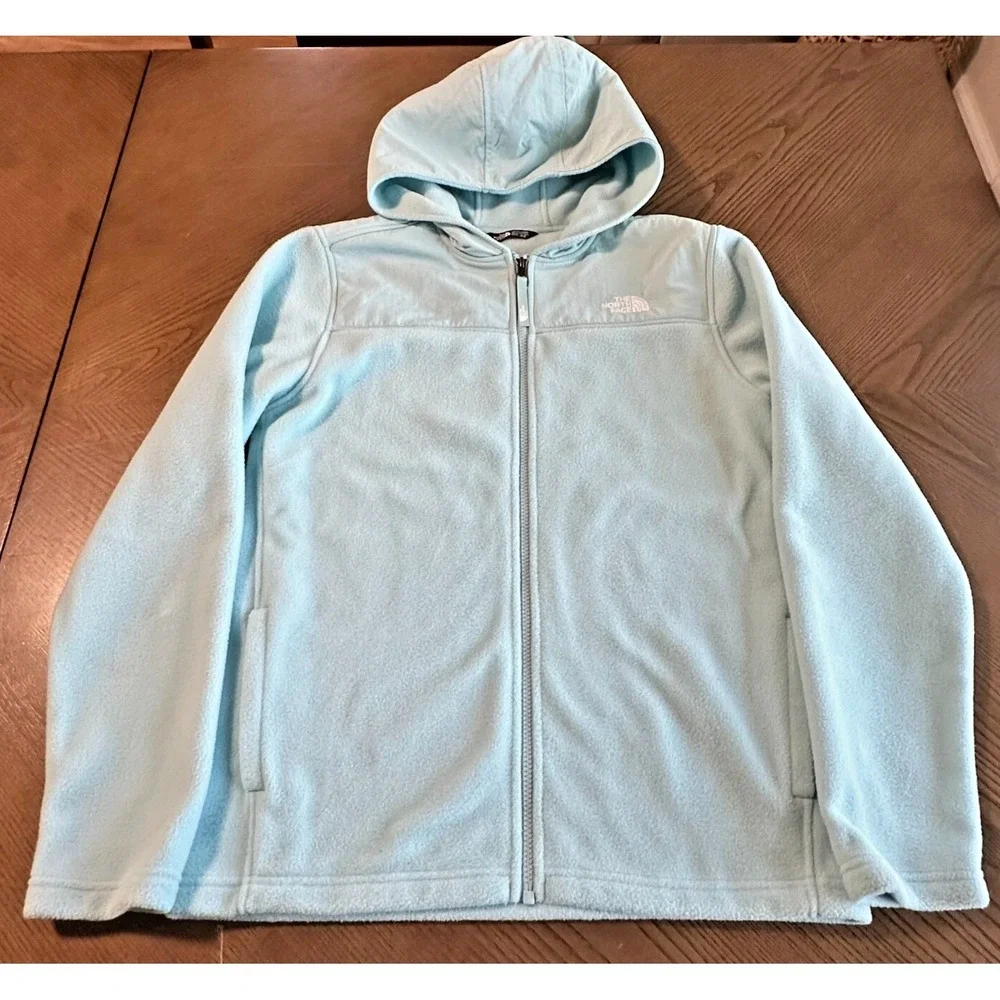 The North Face Lightweight Soft Fleece Full Zip Hooded Jacket Blue Youth XL‎